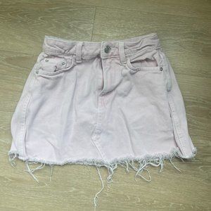 Baby Pink Denim Mini Skirt
